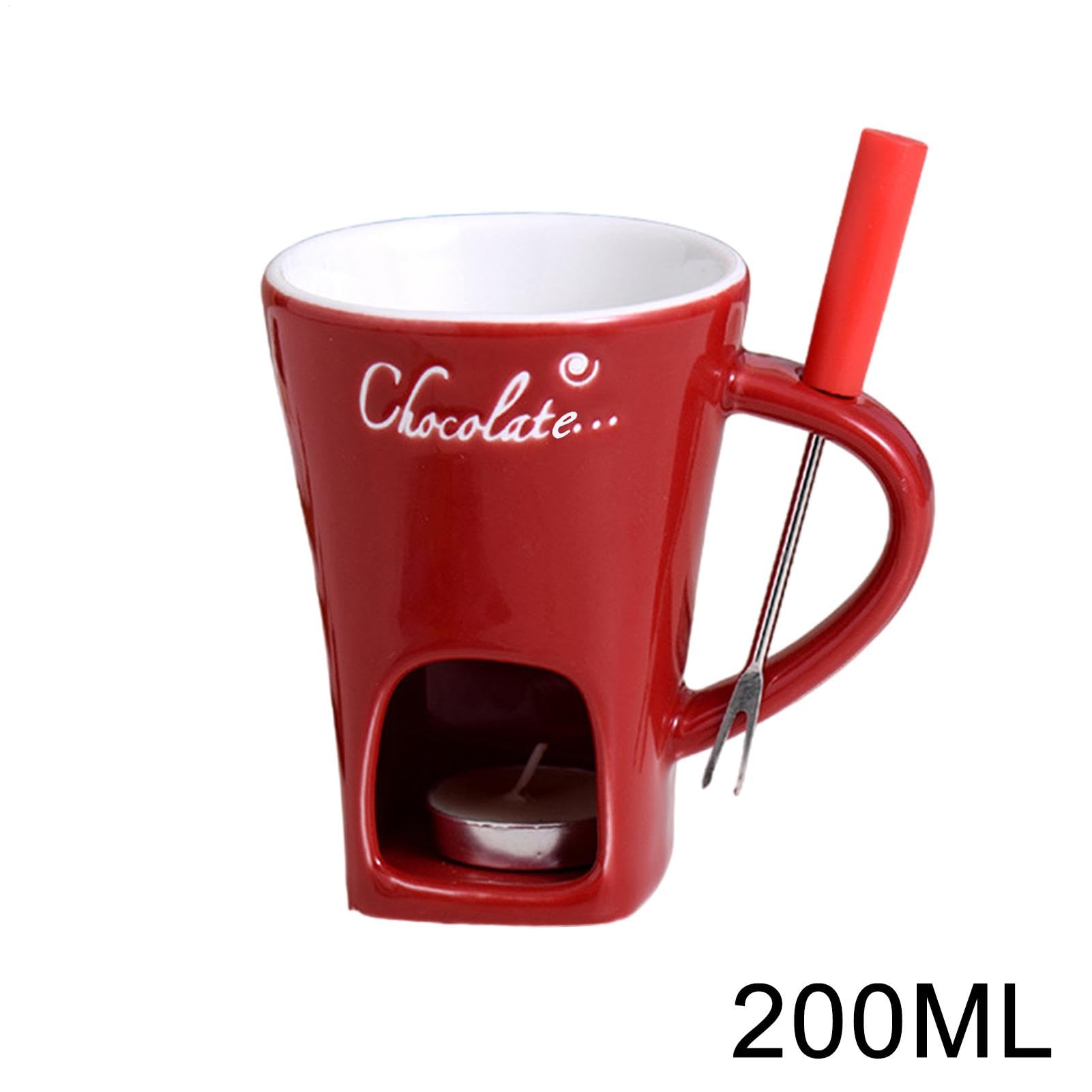 Taza de chocolate para derretir olla caliente, taza de fondue de chocolate, taza de cerámica para fundir olla caliente, taza de fondue con las velas de té incluidas para crear un ambiente acogedor