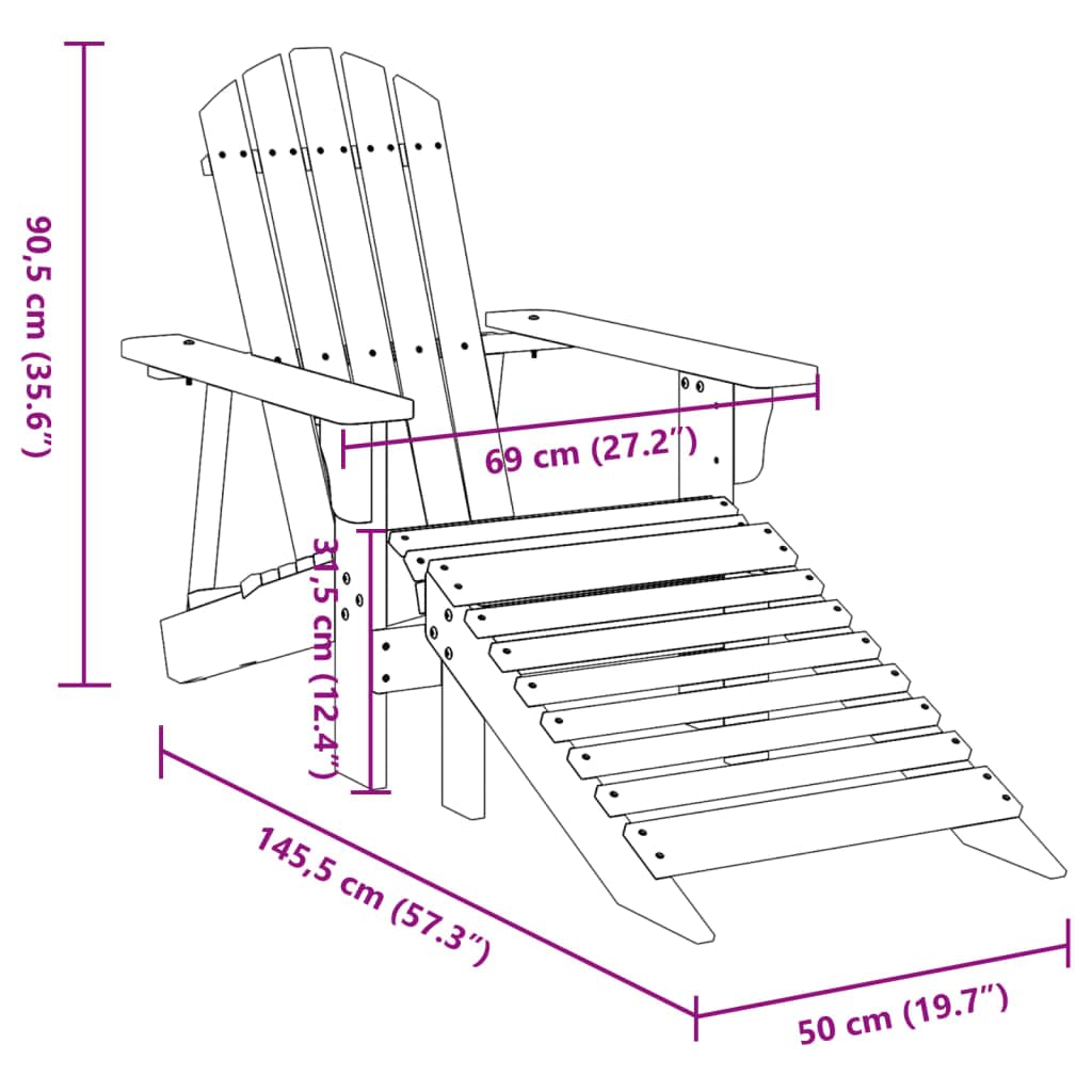 Silla Adirondack de Madera Maciza de Abeto, Silla Jardín Adirondack, vidaXL