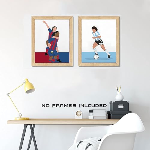 Miniatura 5 de Pósteres de superestrella de fútbol para pared, impresiones artísticas en lienzo de Lionel Messi y Ronaldinho y Cristiano Ronaldo CR7, pósteres de