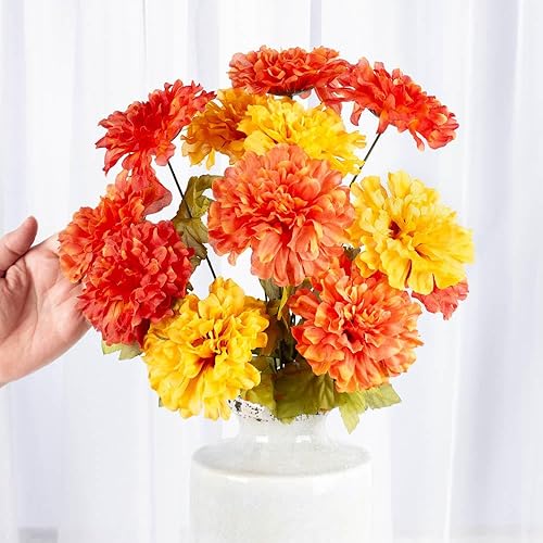 Miniatura 4 de Factory Direct Craft Juego de 2 arbustos artificiales de caléndula de seda de poliéster para el Día de Muertos, Día de Muertos, flores de caléndula