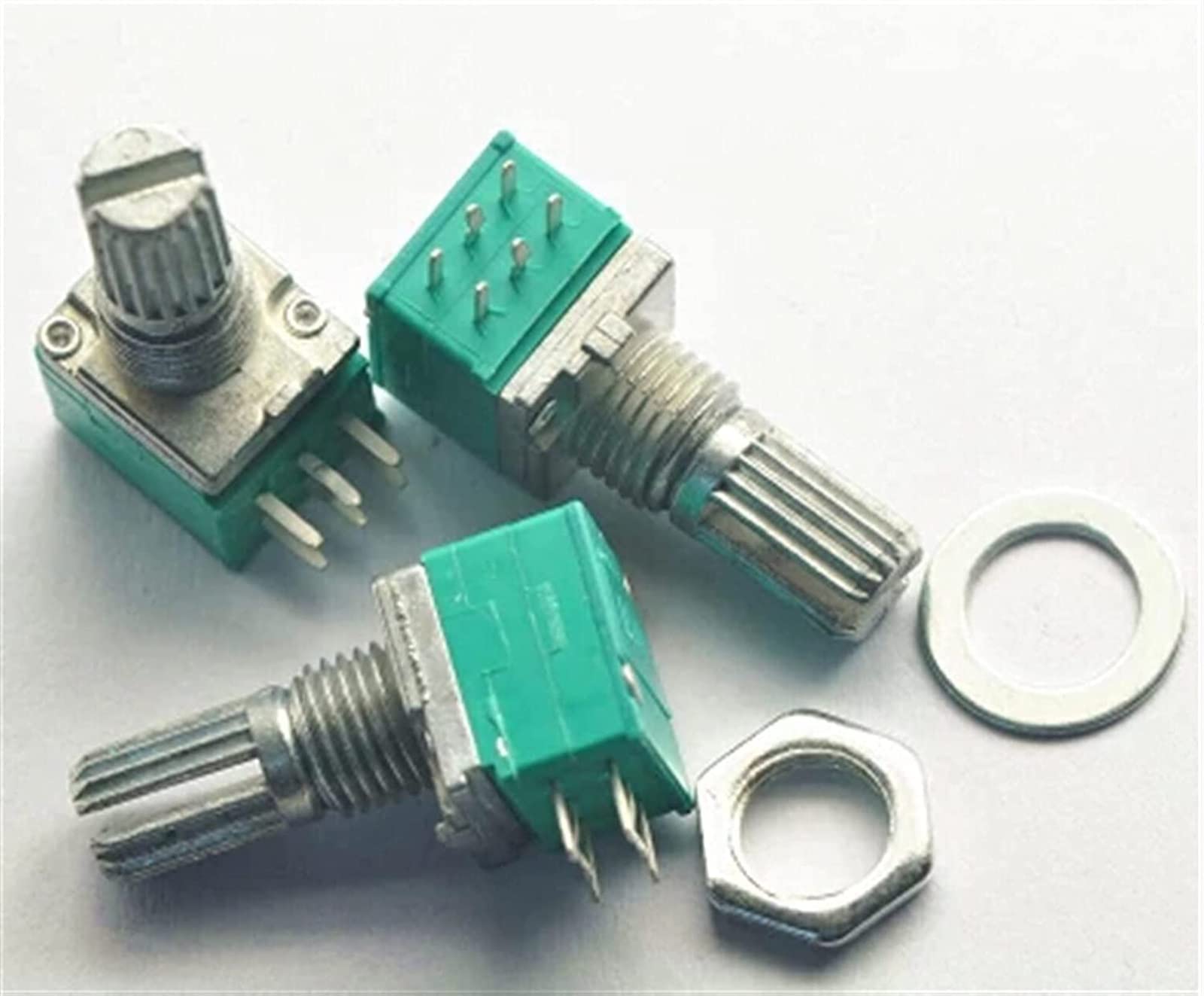 Potenziometro 50 pz x 6 Pin RK097G B5K B10K B20K B50K B100K B500K 15mm Duplex Potenziometro Audio 097 Potenziometro Sigillato Componente Elettronico (Size : 50K Ohm)