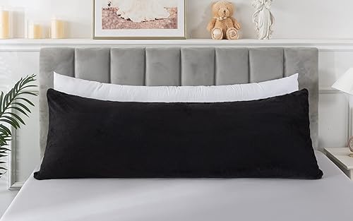 Miniatura 7 de Almohadas de cuerpo negro Sherpa para adultos, funda de almohada corporal ultra suave con cierre de sobre, funda de almohada corporal mullida de 21