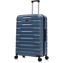 Suitcase Medium 25 Inch Hard Shell Lightweight Checked Luggage with 360  Rubber Spinner Wheels Durable Travel Case Telescopic Handle, TSA Lock Ice Blue