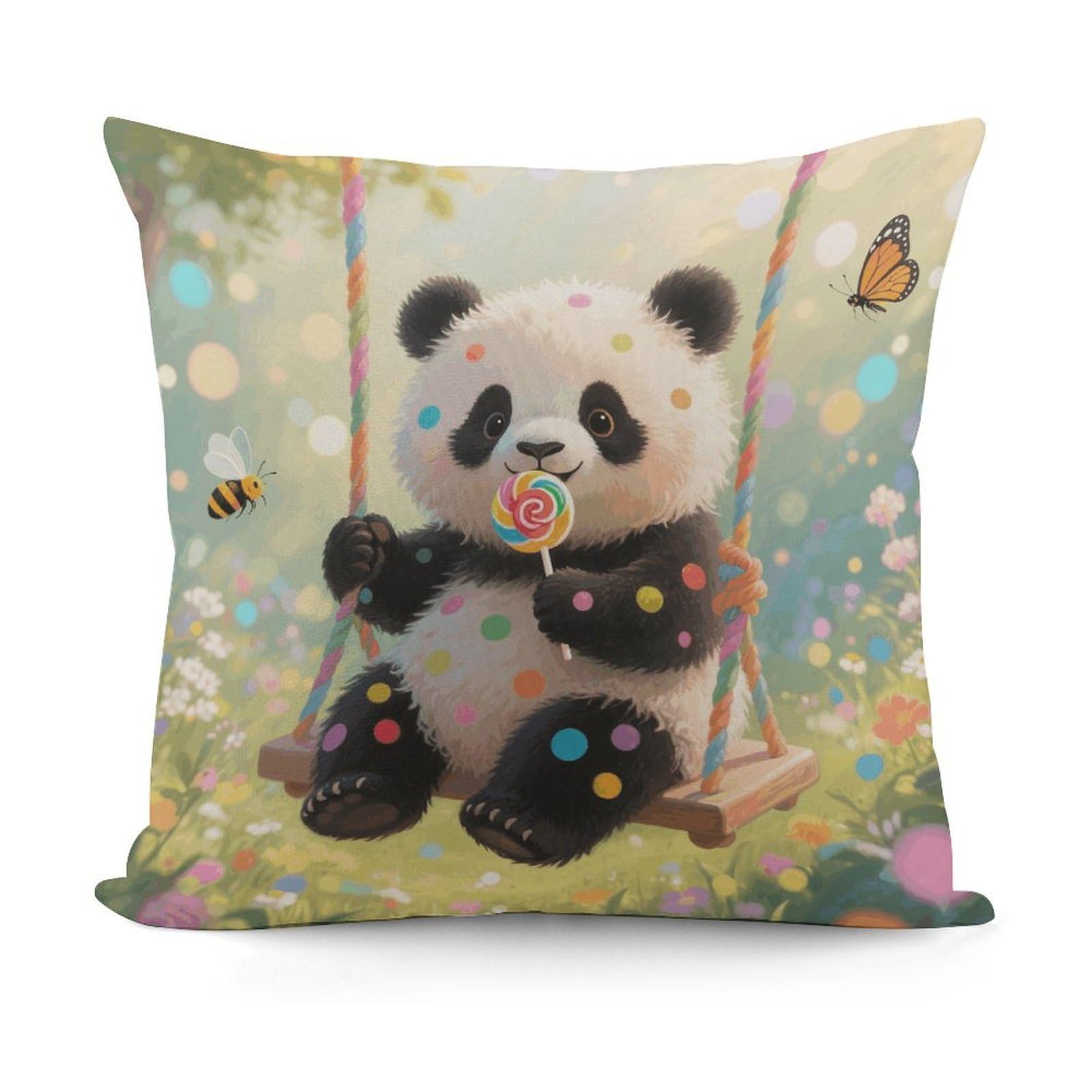 VstaDank Panda Dots Throw Pillow Covers Fade-Resistant Removable Pillowcase Square Cushion Case Cozy Pillow Case Breathable Pillow Protector Soft Pillow Shams 18"x18"