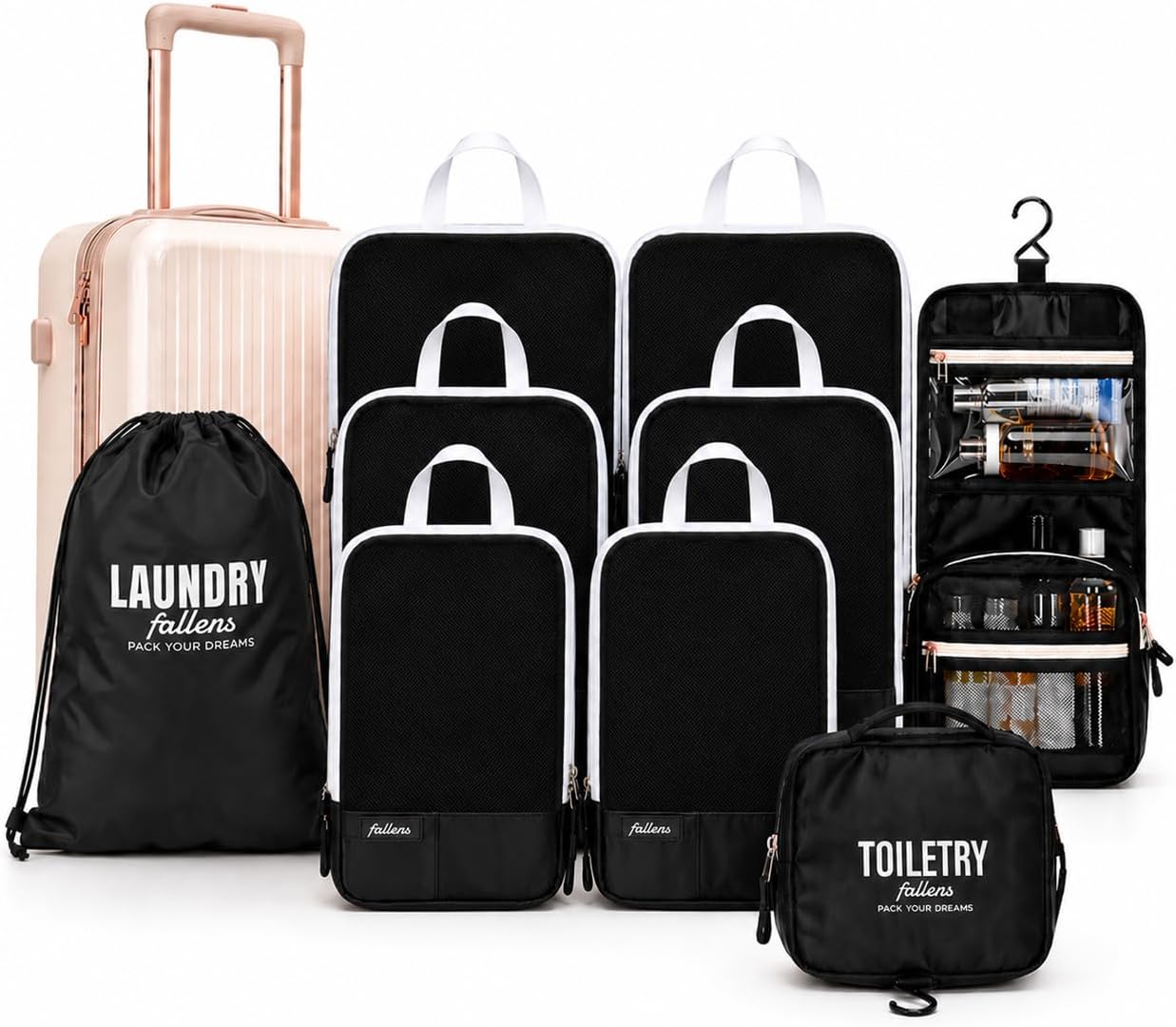 Luxury 8 Set Compression Packing Cubes for Travel. Heaven Sent.- Lightweight Luggage Organizer Bags - Durable Space Saver Bags - Travel Essentials