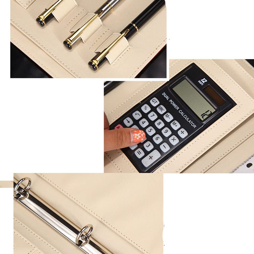 Porte Documents Porte Bloc A4 Porte-Portefeuille en Cuir PU A4, Porte-Documents avec Anneau, classeur Amovible, Presse-papiers Multi-Poches pour Organisateur d'affaires, Entretien