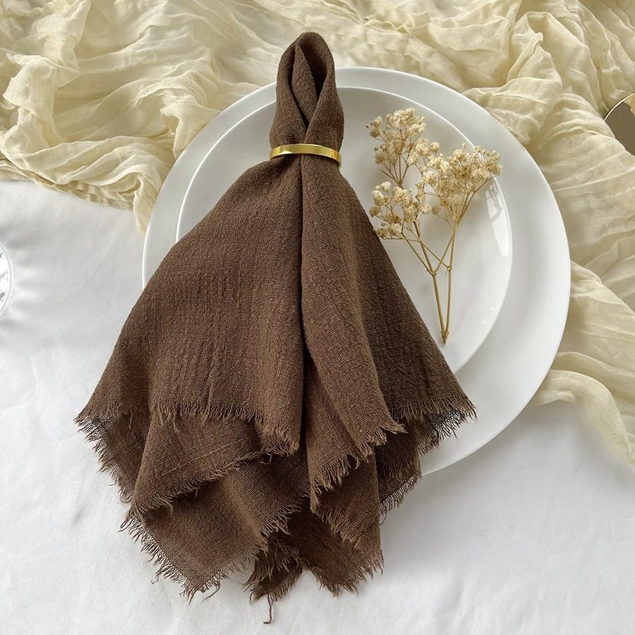 Servilletas de tela de algodón puro con acabado retro de rebabas para eventos distinguidos