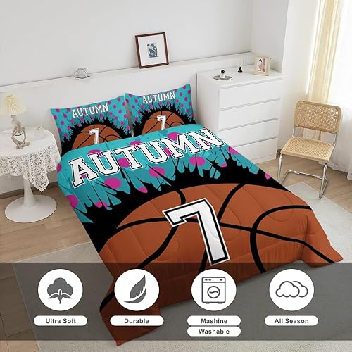 Miniatura 2 de Juego de edredón de baloncesto para niños, adolescentes y hombres, juego de ropa de cama de edredón de lunares de microfibra suave y ligera, tamaño