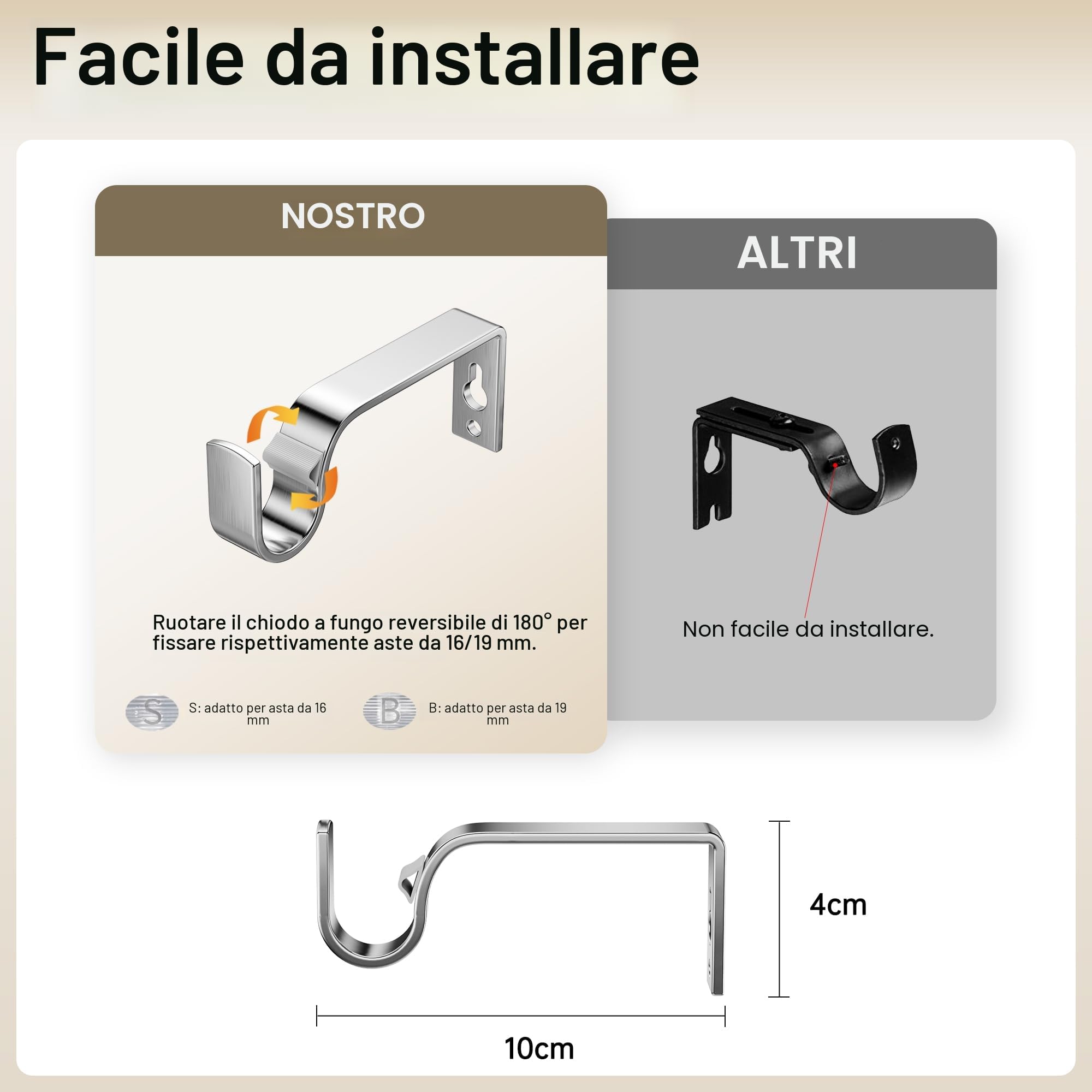 Aste per Tende Allungabili 76-135 cm 19 mm Nichel Spazzolato