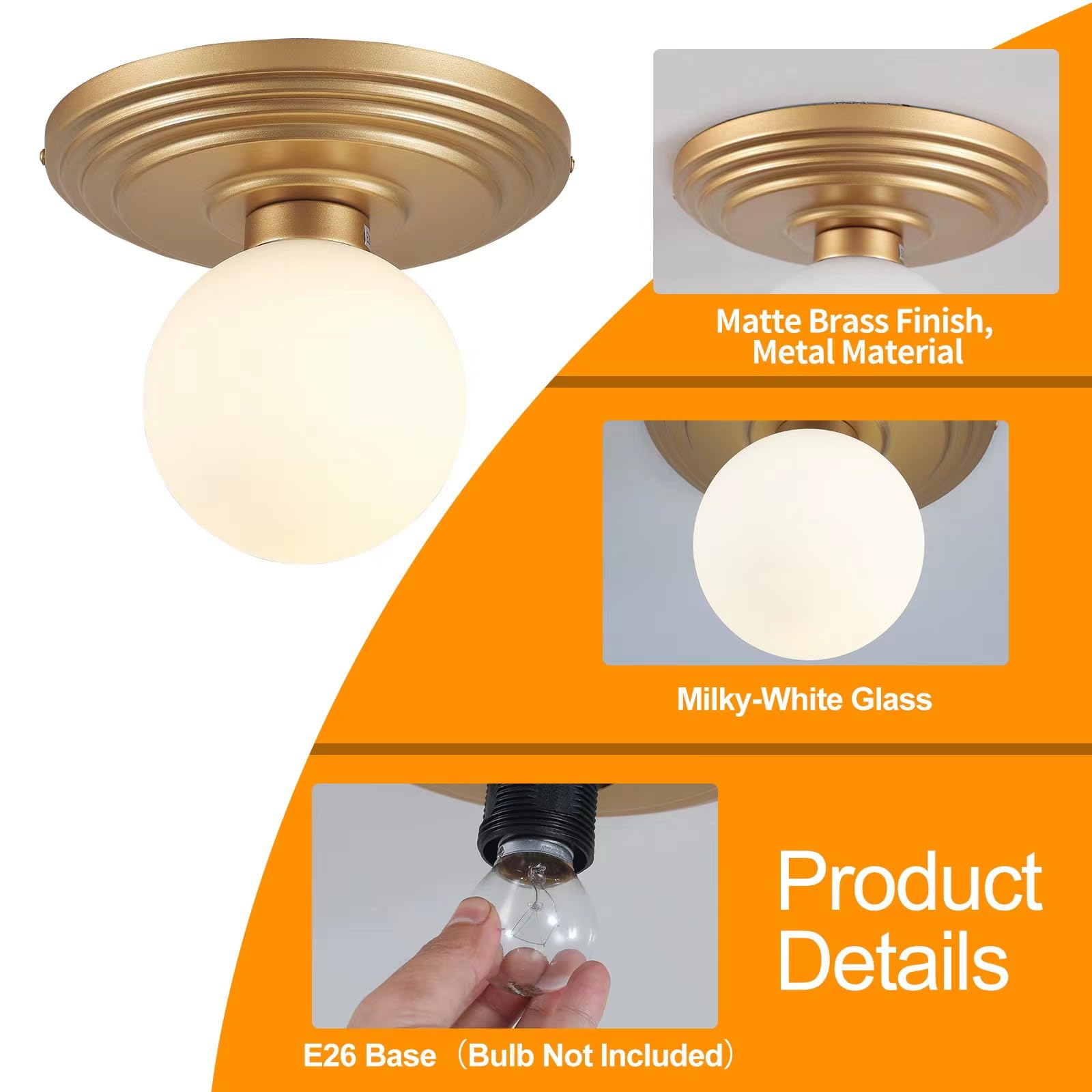 ZOLUVINA Semi Flush Light 1 Light Semi Flush Mount Ceiling