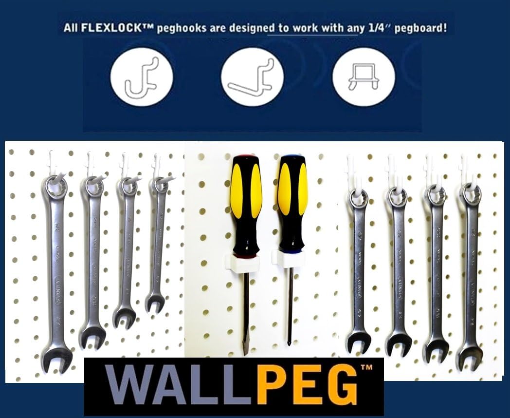 Uр Tо 40% оƒƒ WallPeg Tool Organizer – Pegboard Organizer Box Style Peg Hooks 50 Flex-Lock Pegboard Hooks - White