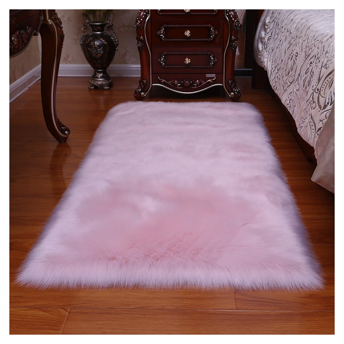Tapis de salon chambre salle à manger moquette fluffy soft rose 140x200cm
