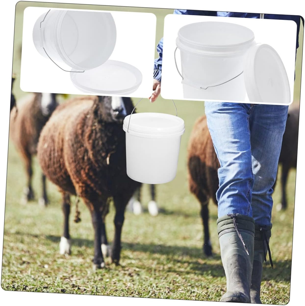 Ciieeo 2pcs Plastic Storage Bucket Lid Sealed Container for Pet Food Cleaning Supplies and More Lightweight Versatile Pail for Home Use