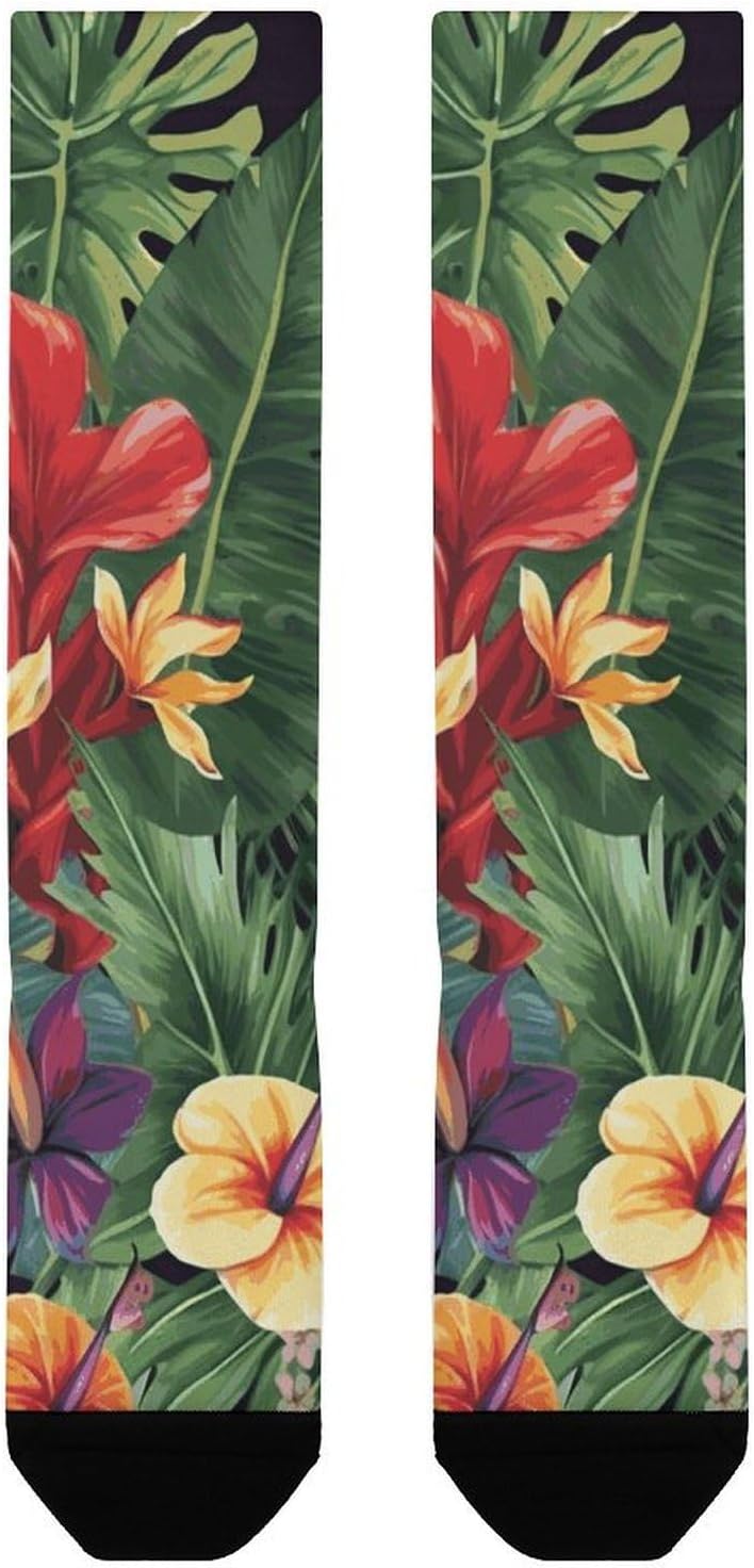 Tropical Plant Flowers Socks Soccer Sock Hockey Sock Basketball Socks Baseball,Softball,Volleyball,Lacrosse,Soccer for Men, Women,Team Sports It's The Best Gift for Her