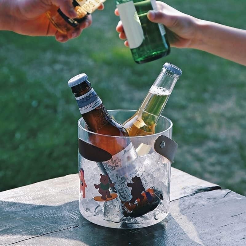 Seau à Champagne Et Glaçons Transparent 26 Cm – Refroidisseur Bouteille Avec 2 Poignées, Idéal Fêtes Et Apéros