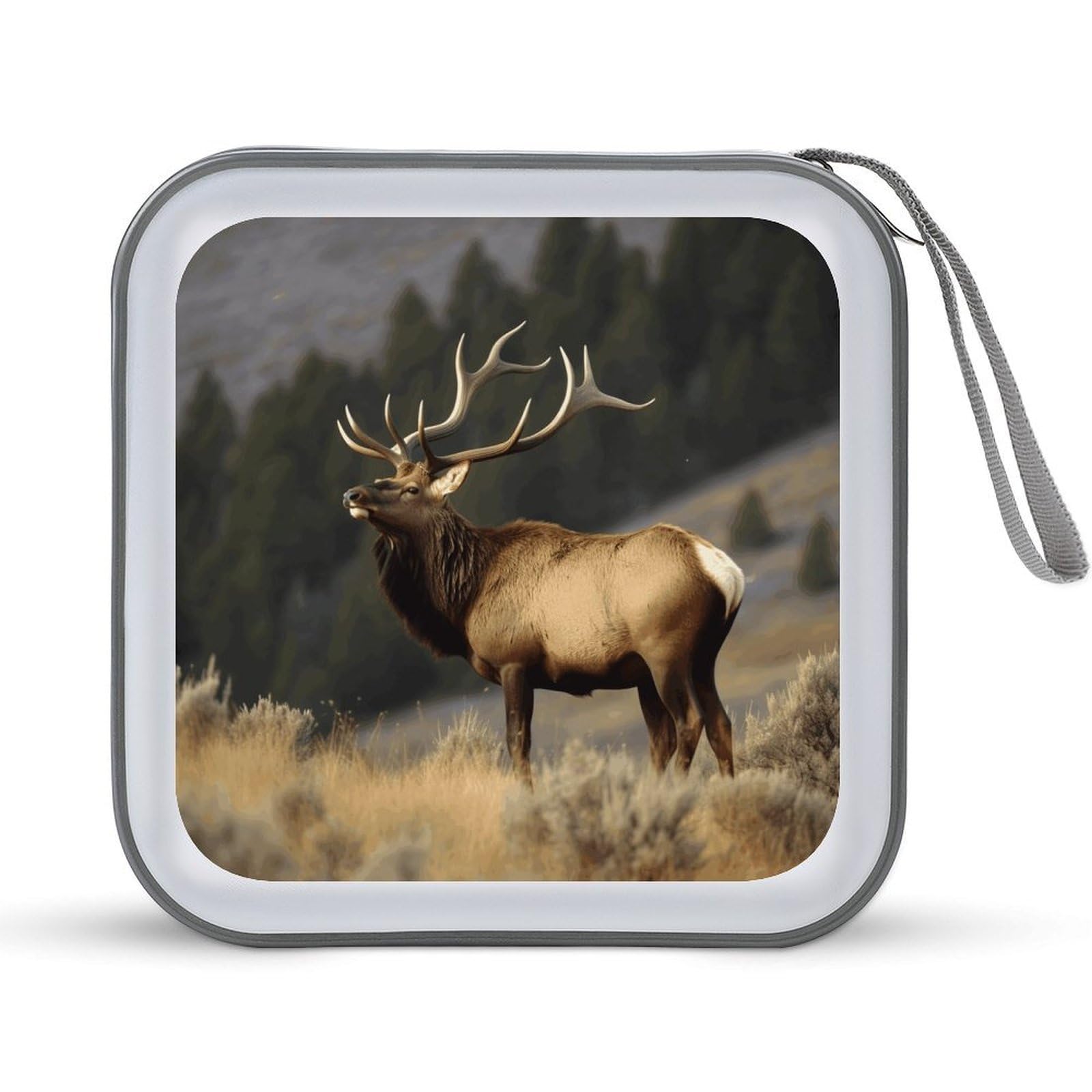 VstaDank Bull Elk CD Case DVD Holder Storage Portable Carrying Binder Holder Wallet Large Storage Disc Wallet Bag Hard Plastic DVD Disc Cases Large Media Binder 40 Capacity