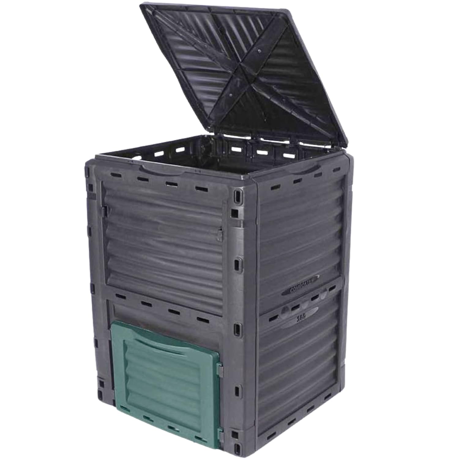 TERRE JARDIN - Compostador de Jardín, 300 L - Contenedor de Compost, 83 x 61 x 61 cm, de Polipropileno Contenedor Compostador de Residuos de Jardín, Resistente a Golpes y a los UV