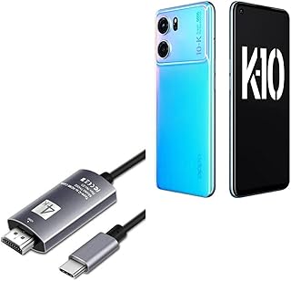 BoxWave Cable Compatible with Oppo K10 5G (China) - SmartDisplay Cable - USB Type-C to HDMI (6 ft), USB C/HDMI Cable - Jet Black