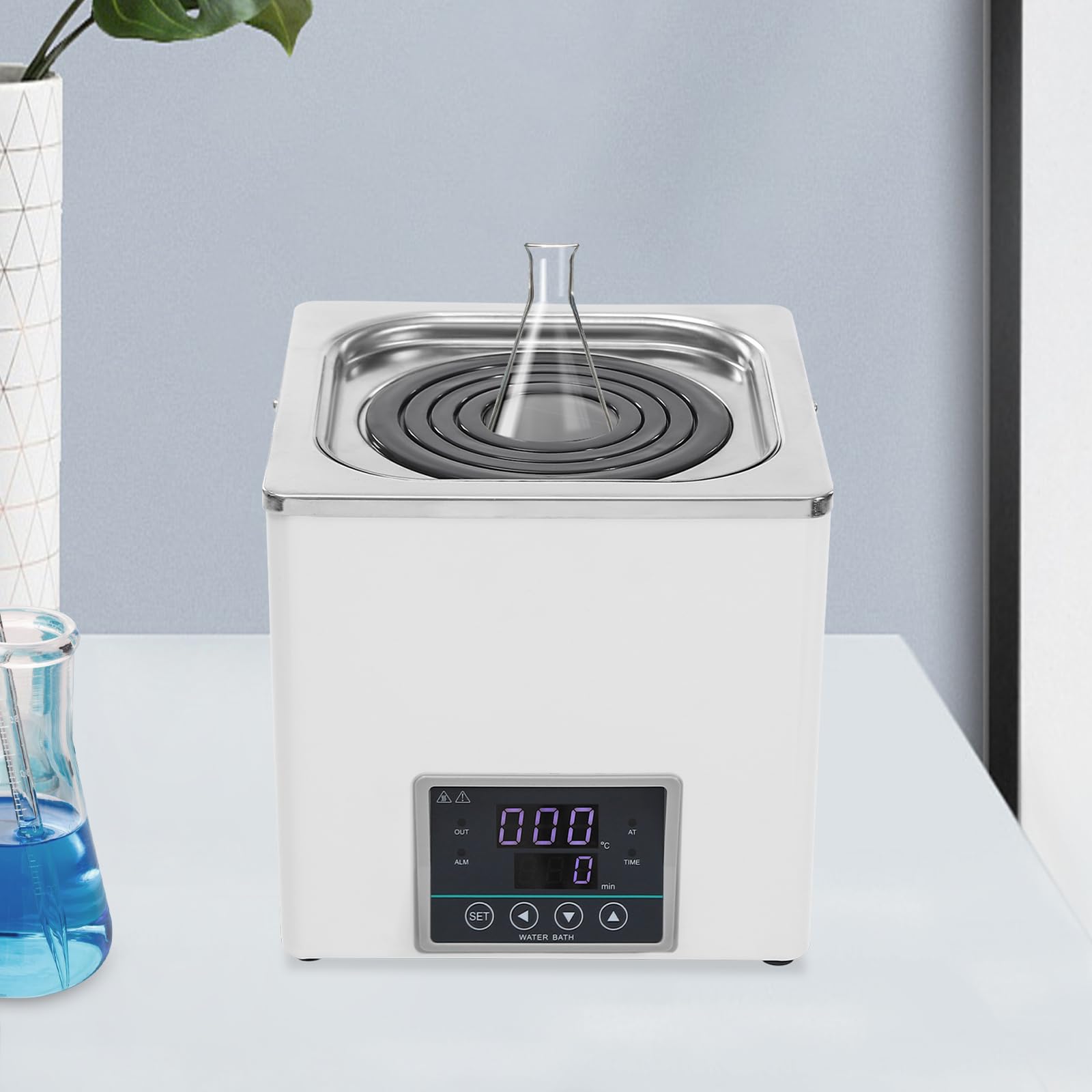 300W 3L Elektrische Wasserbadheizer mit Edelstahl Heizungsrohr, 0-100℃ Temperatur-Einstellung Laborbäder Wasserbäder Wasserbad Topf mit LED-Bildschirm, Thermostatisches Wasserbad mit mit Timerfunktion