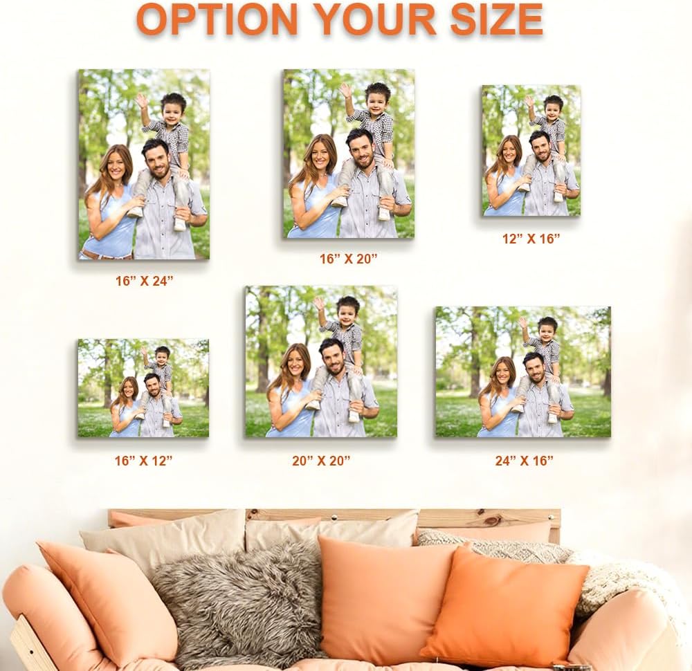 HomeLifairy Custom Canvas Prints With Your Photos - Personalized Picture Photo Prints, Framed Sandstone Canvas Wall Art for Bedroom, Wall Decor, Wedding Pet Family Customized Gifts (20" x 16")