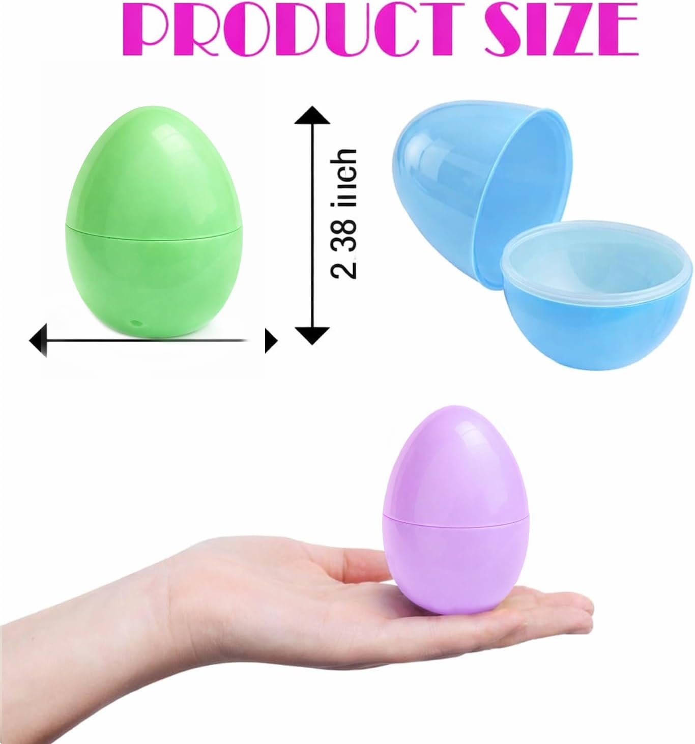 GiftExpress Pastel Color Easter Eggs - 50 Piece Assorted Bulk 2.3" x 1.75" Plastic Eggs Hinged - Adult & Kid Party Toys for Gift Easter Baskets or Egg Hunt Decor