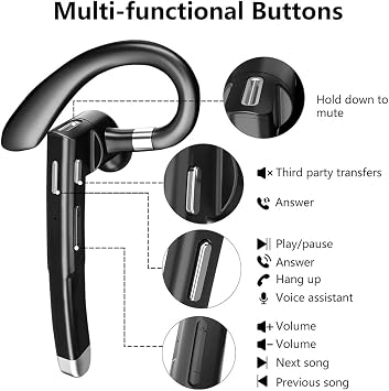 Ezytalux Bluetooth Headset for Truckers (Black)