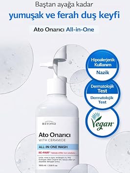 PASSION & BEYOND ATO Repair All-in-One Wash 1L Seramid Panthenol Hassas Cilt Temizleyici Duş Jeli