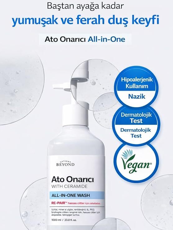 PASSION & BEYOND ATO Repair All-in-One Wash 1L Seramid Panthenol Hassas Cilt Temizleyici Duş Jeli
