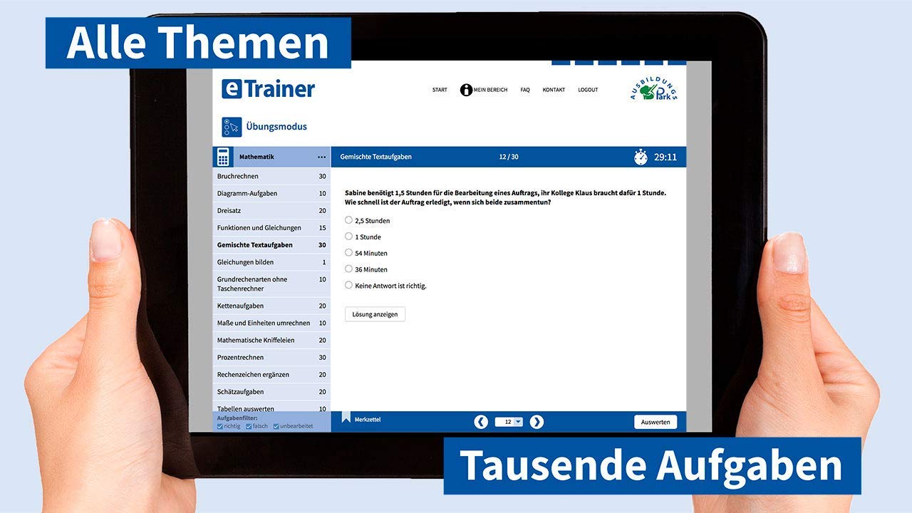 Polizei NRW Einstellungstest 2026 eTrainer Online-Testtrainer Über 1.000 Aufgaben mit Lösungen Sprachbeherrschung Logik visuelles Denken Merkfähigkeit