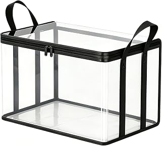 Large Clear Storage Box, Large Clear Thick Plastic Storage Box with Hinged Lid, ClearStorage Bins with Lids, Heavy-Duty Durable High Capacity Organizer for Home, Camping, Travel, Attic and Moving