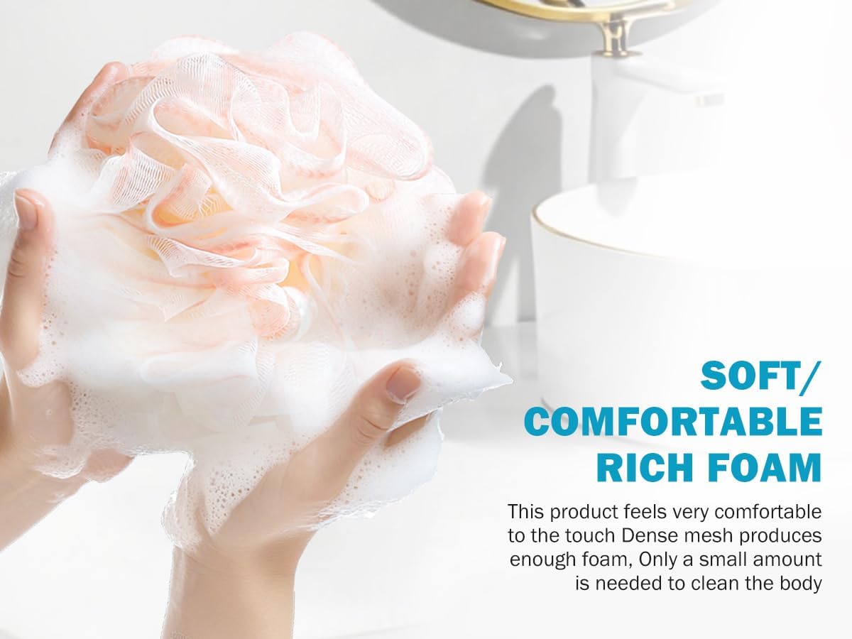 Shower Gel, Loofah Sponge Bag, Body Scrub, Exfoliating Shower Gel, Sponge, Men's and Women's Shower Accessories, Cleaning Tools (2 Pieces Red,Green) - Image 2