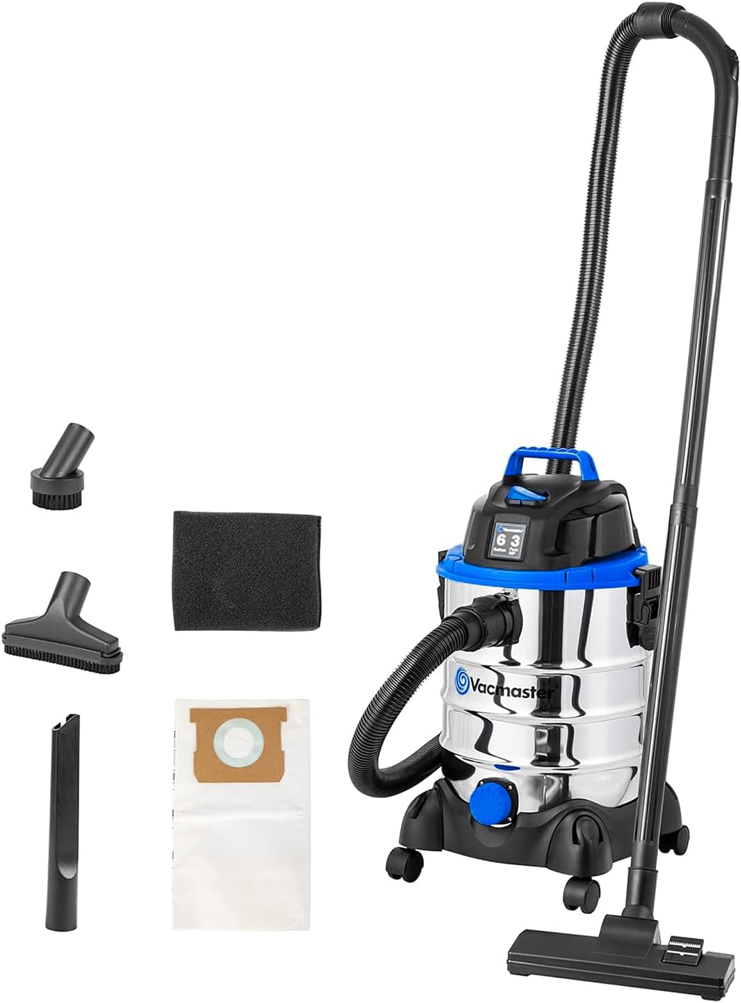 VQ607SFD, 6 Gallon 3 Peak HP Stainless Steel Wet/Dry Shop Vacuum