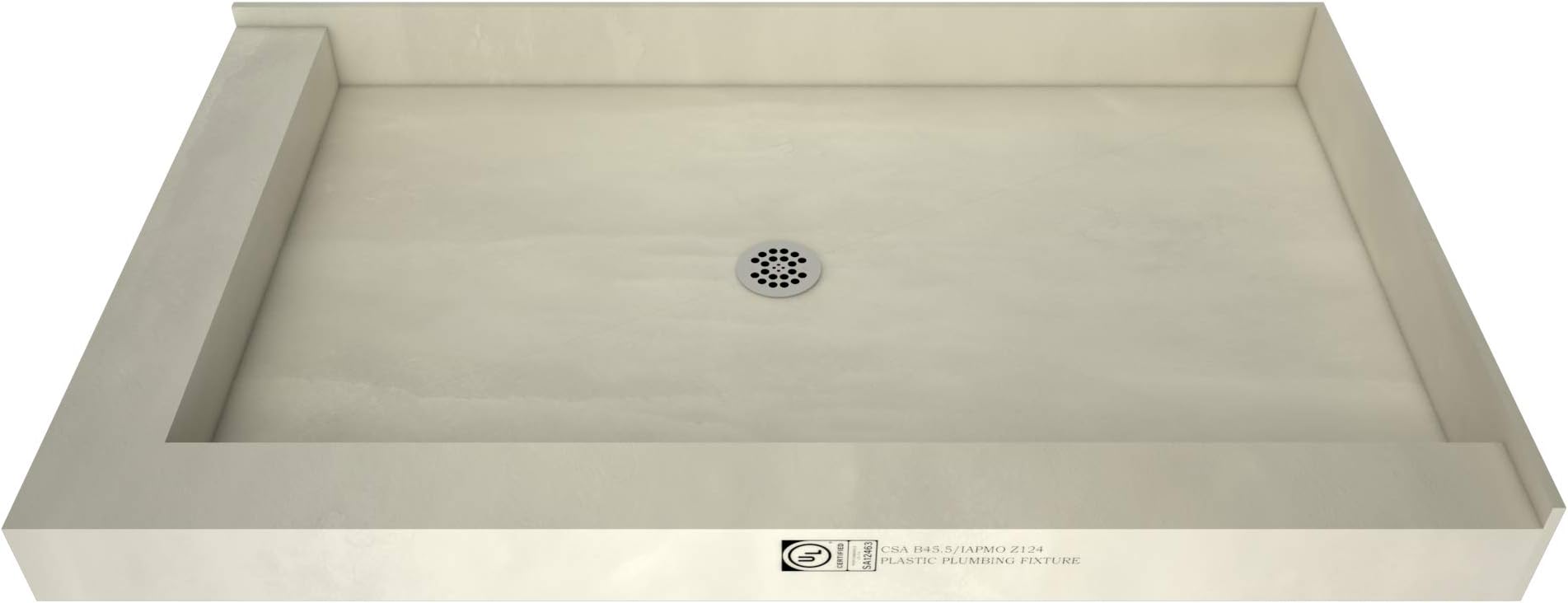 Tile Redi 3460CDL-PVC Base Shower Pan, 60" W x 34" D Left Dual Curb, Polished Chrome