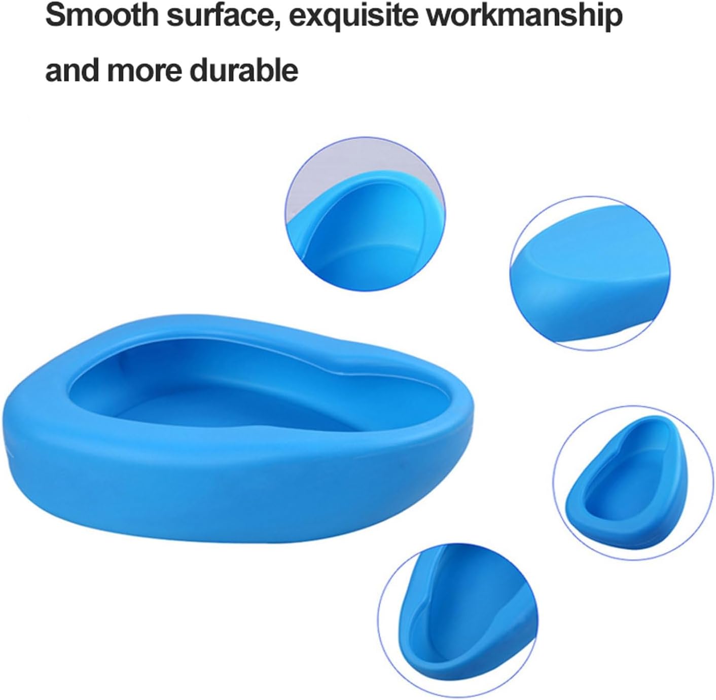 Bedpans for Elderly Women Portable Durable Bed Pans for Men and Women Plastic Potty Bedside Toilet Nursing Urinals for Hospital, Home(Color:Blue+White)
