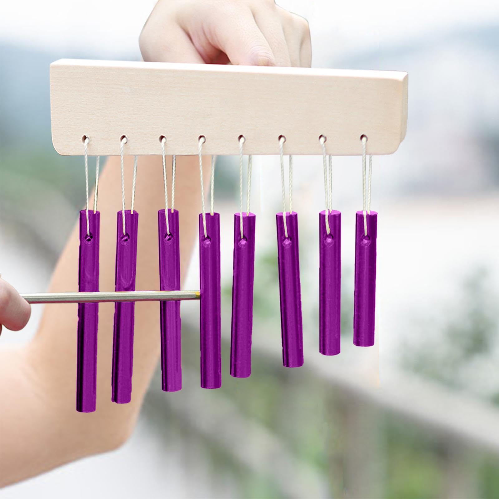 Carillon à Main Percussion Musicale Chime à Instrument En Bois et Aluminium Facile à Jouer pour Amateurs Adapté Aux Enfants Adultes Initiation, Violet