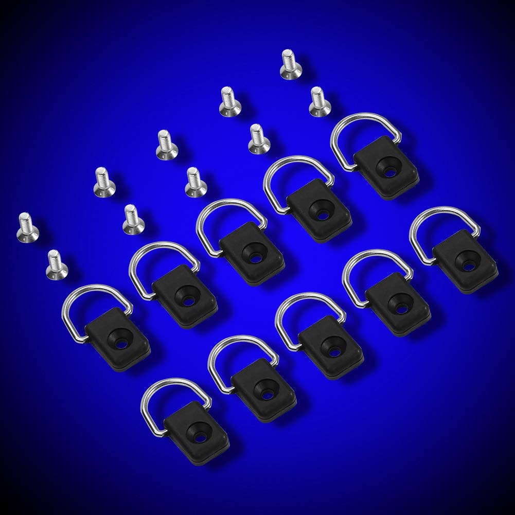 xuuyuu Kayak D Ring,10pcs Black Canoe Kayak Fishing Rigging D Ring with M6 Screws for Bungee Kit Accessory