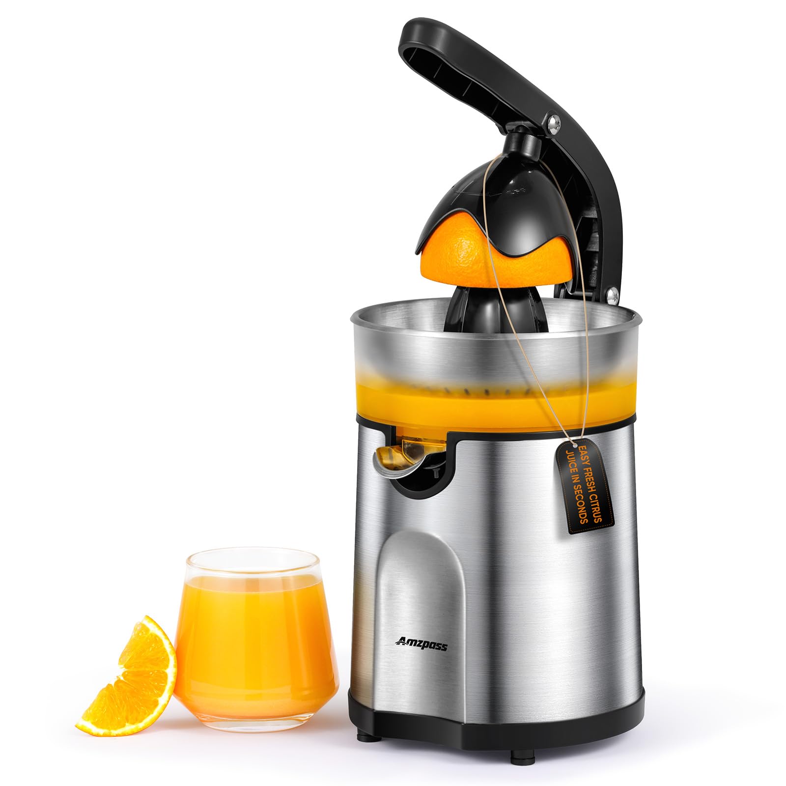 Electric Orange Juicer Citrus Juicer Squeezer with 2 Interchangeable Cones 160W Electric Juicer Machine with Stainless Steel Body