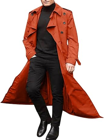 Mens Trench & Rain Coats Waterproof Winter Trenchcoats Lapel Long Jacket