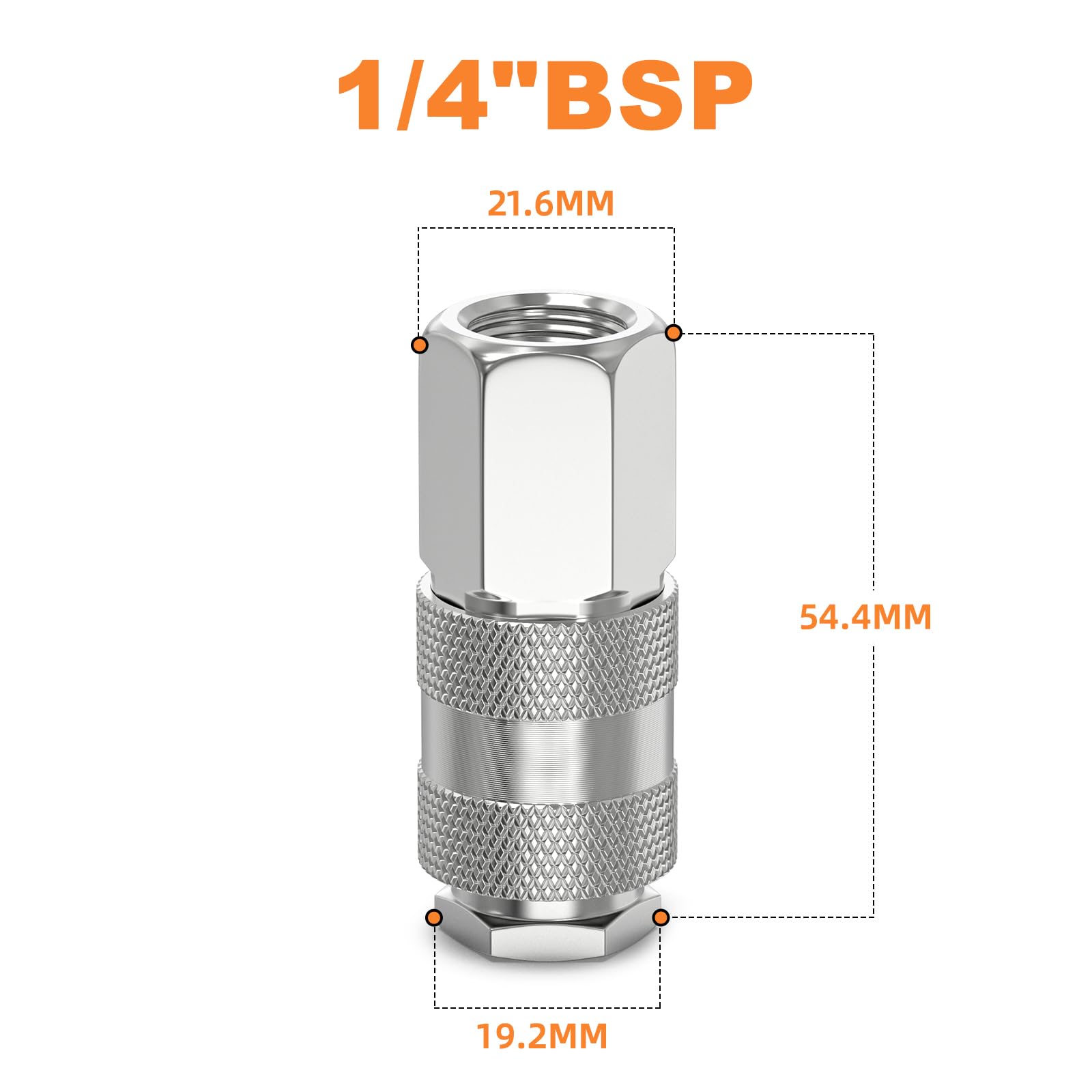 GASHER 5PCS 1/4 Inch Air Line Connectors, 1/4" BSP Female Thread Euro Airline Hose Compressor Fittings - Image 2
