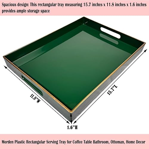 Miniatura 127 de Bandeja de servir rosa con asas, bandeja decorativa rectangular para mesa de café, bandeja otomana de plástico para sala de estar, baño, mesa