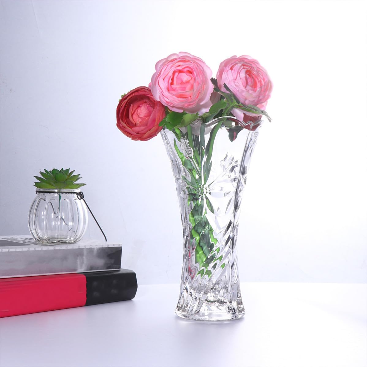Vaso in Vetro Trasparente, Vaso Floreale a Bottiglia Stile Moderno Semplice, per Casa e Hotel, Decorazione per Composizioni Floreali e Fiori Secchi