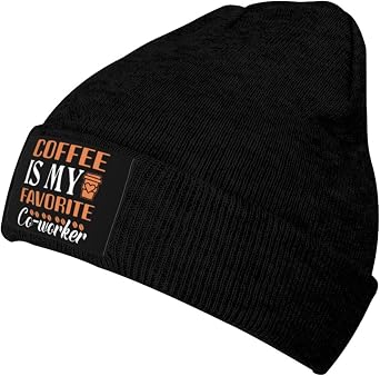 Coffee is My Favorite Co Worker Beanie Hat for Men Women Skull Cap Winter Warm Knit Hats Acrylic Beanies