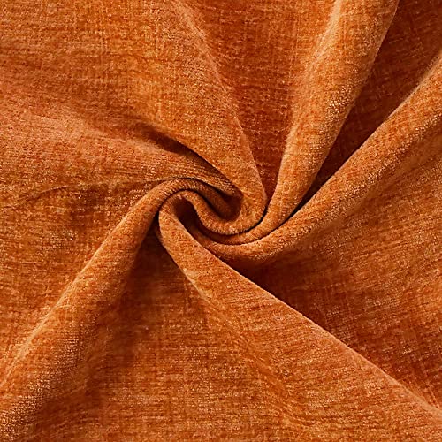 Image of CaliTime Pack of 2 Cozy Throw Pillow Covers Cases for Couch Sofa Home Decoration Solid Dyed Soft Chenille 12 X 12 Inches Burnt Orange
