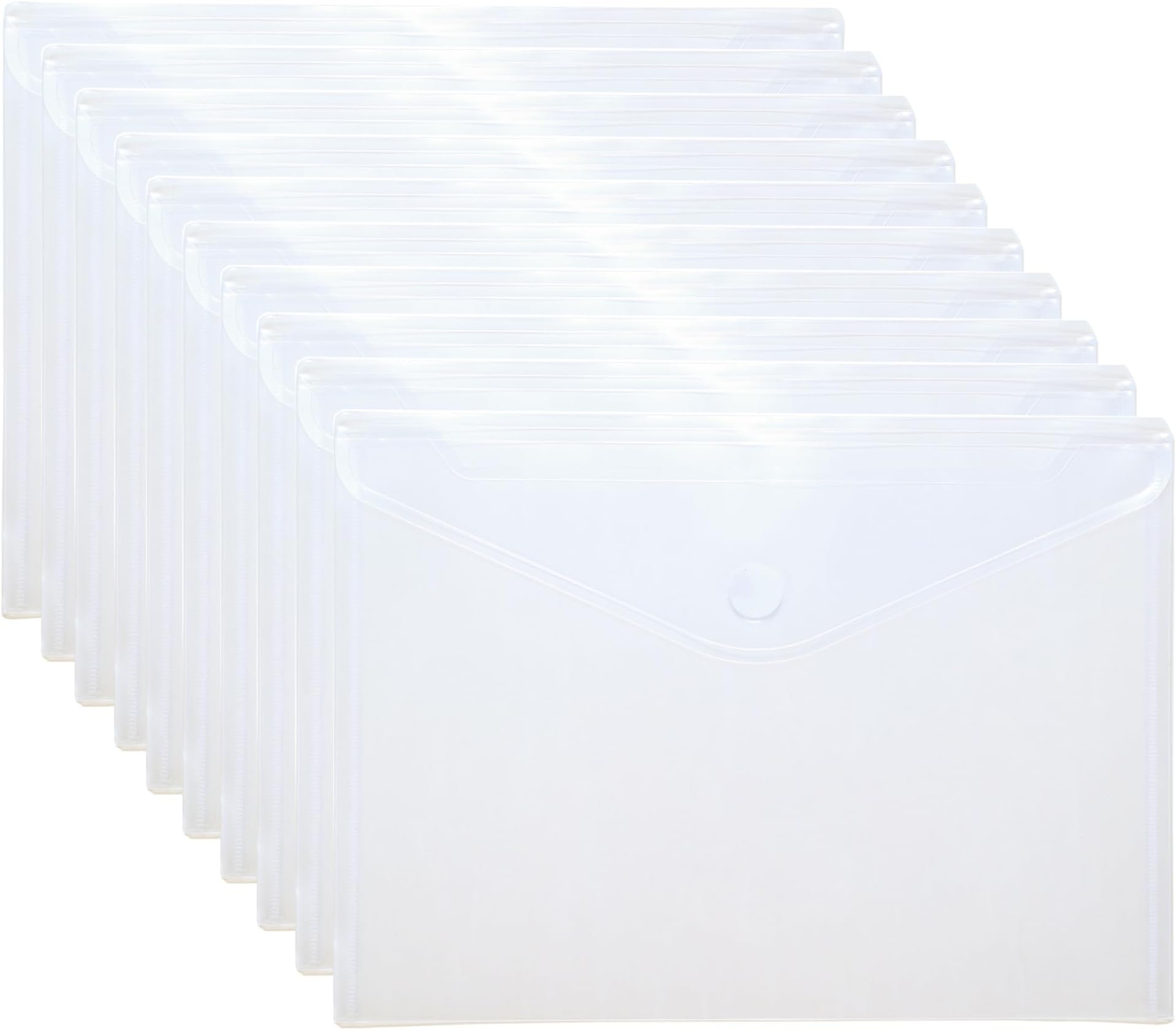 9 x 12 Clear Large Plastic Envelopes Document File Storage Holder 10 Pack Hook Loop Closure