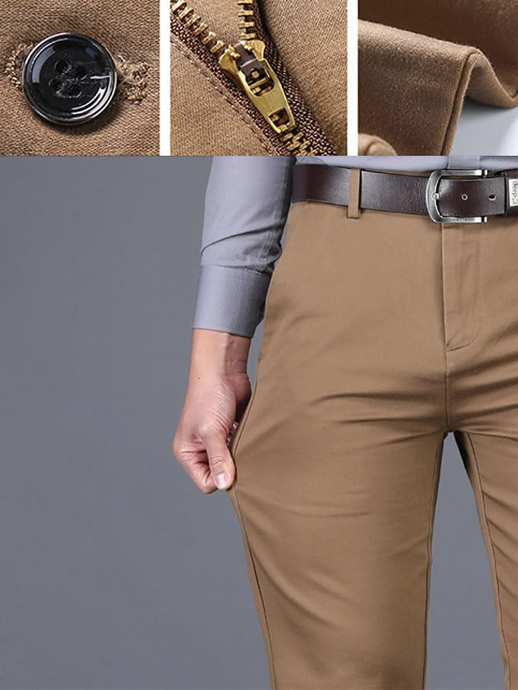 Hommes Chino Pantalon Slim Fit Stretch Pantalons Moulants Casual Élastique Pantalon Droits Confort Vintage Business Pantalon avec Poches Coupe Ajustée Pantalon