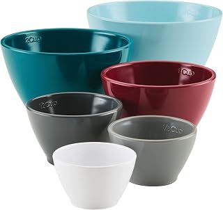 Rachael Ray Nesting Measuring Cups Set 6-Piece Stackable Melamine - Assorted Colors BPA-Free Durable
