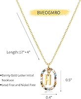 Vista 5 de Collar de oro para mujer, collar con inicial, cadena de oro de cristal, collar con nombre de piedras preciosas, collar con dije personalizado