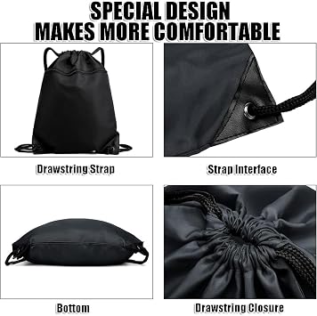 Drawstring Gym Bag, Large Sports Backpack String Swim Waterproof Drawstring PE Bags for Women Men, Trainer Swimming Bag Travel Beach School Bag