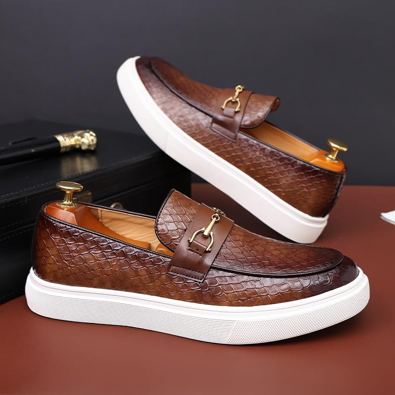 Men's Stylish Leather Penny Loafers with Chunky Platform, Non-Slip Lug Sole, and Round Toe Design for Casual and Business Wear3