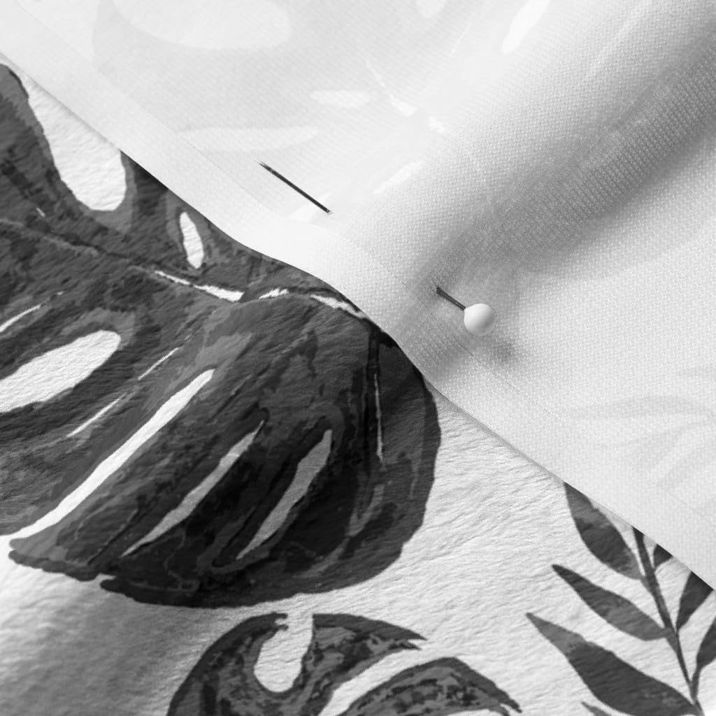 Spoonflower Fabric - Tropical Leaves Black White Monstera Paradise Printed on Minky Fabric by The Yard - Sewing Baby Blankets Quilt Backing Plush